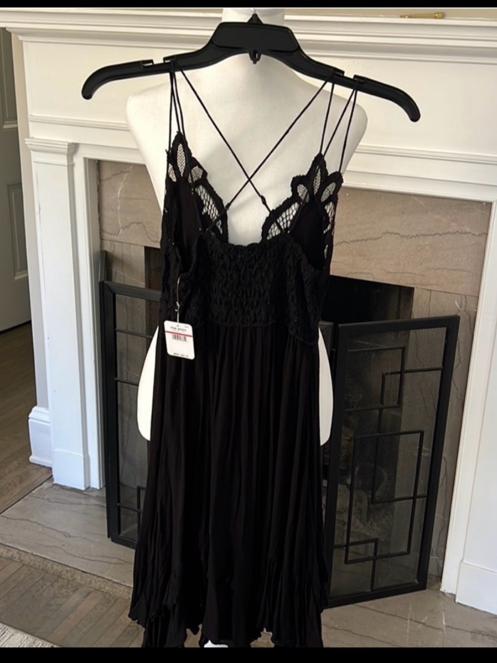 Free People Black Crochet Bodice Mini Dress